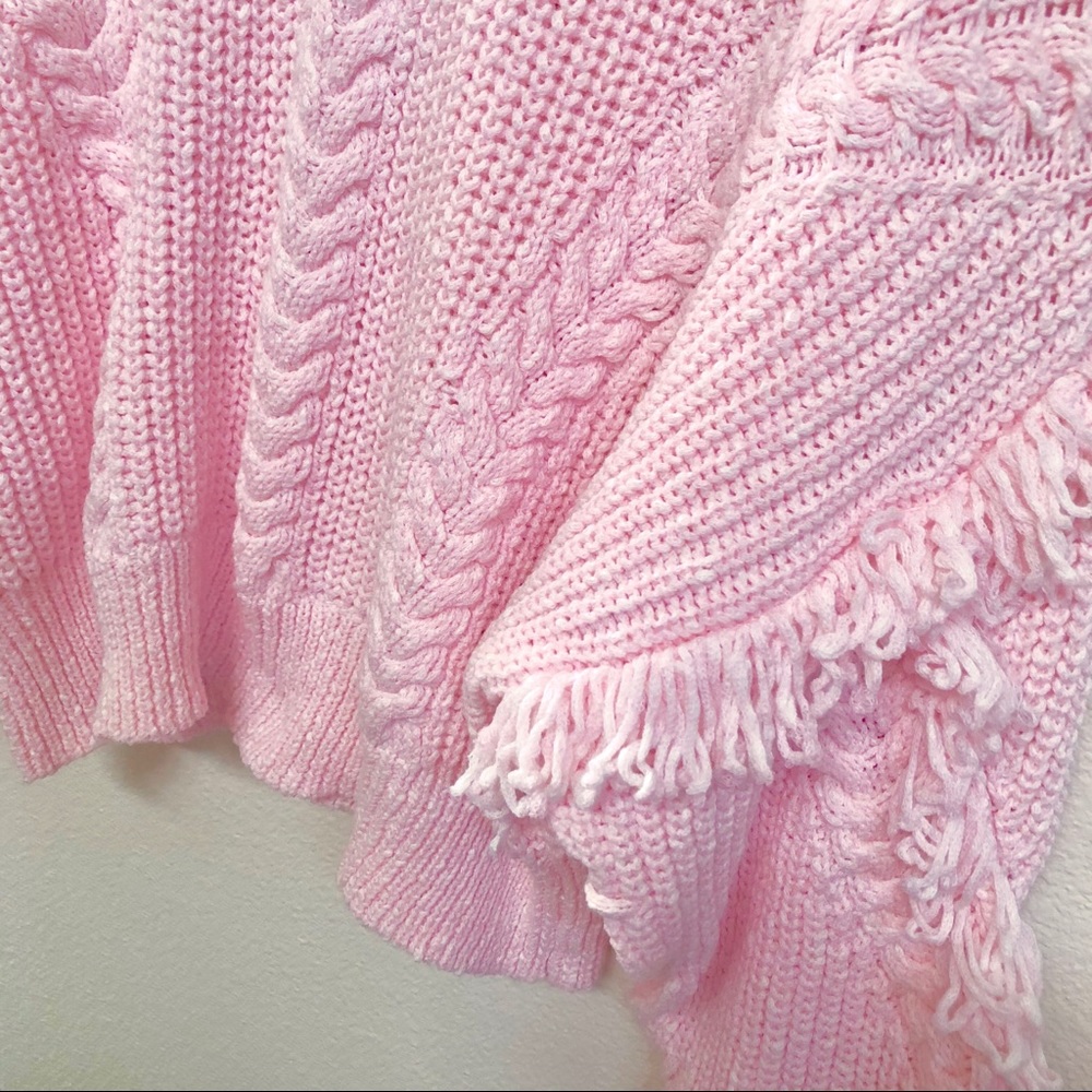 [NWT] Wildfox baby pink fringe tie sweater - Picture 6 of 8